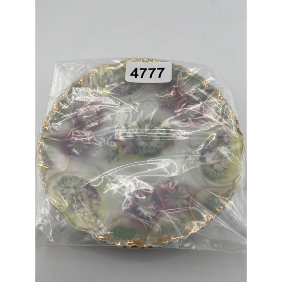 Prussia Floral Plate Unmarked Antique Gold Purple - Picture 7 of 7